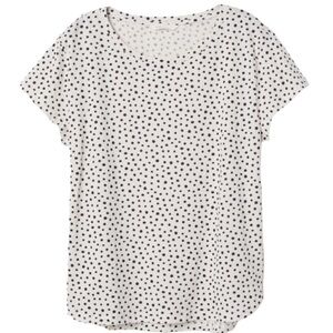 H&M Basic Polka Dot Print Tee/Top With Round Neck & Cap Sleeves Ivory Size Small